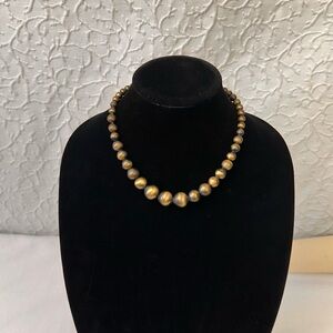 Vintage Beaded Womens Necklace Metal Ball Antic Brass Tone Fashion Jewelry Boho